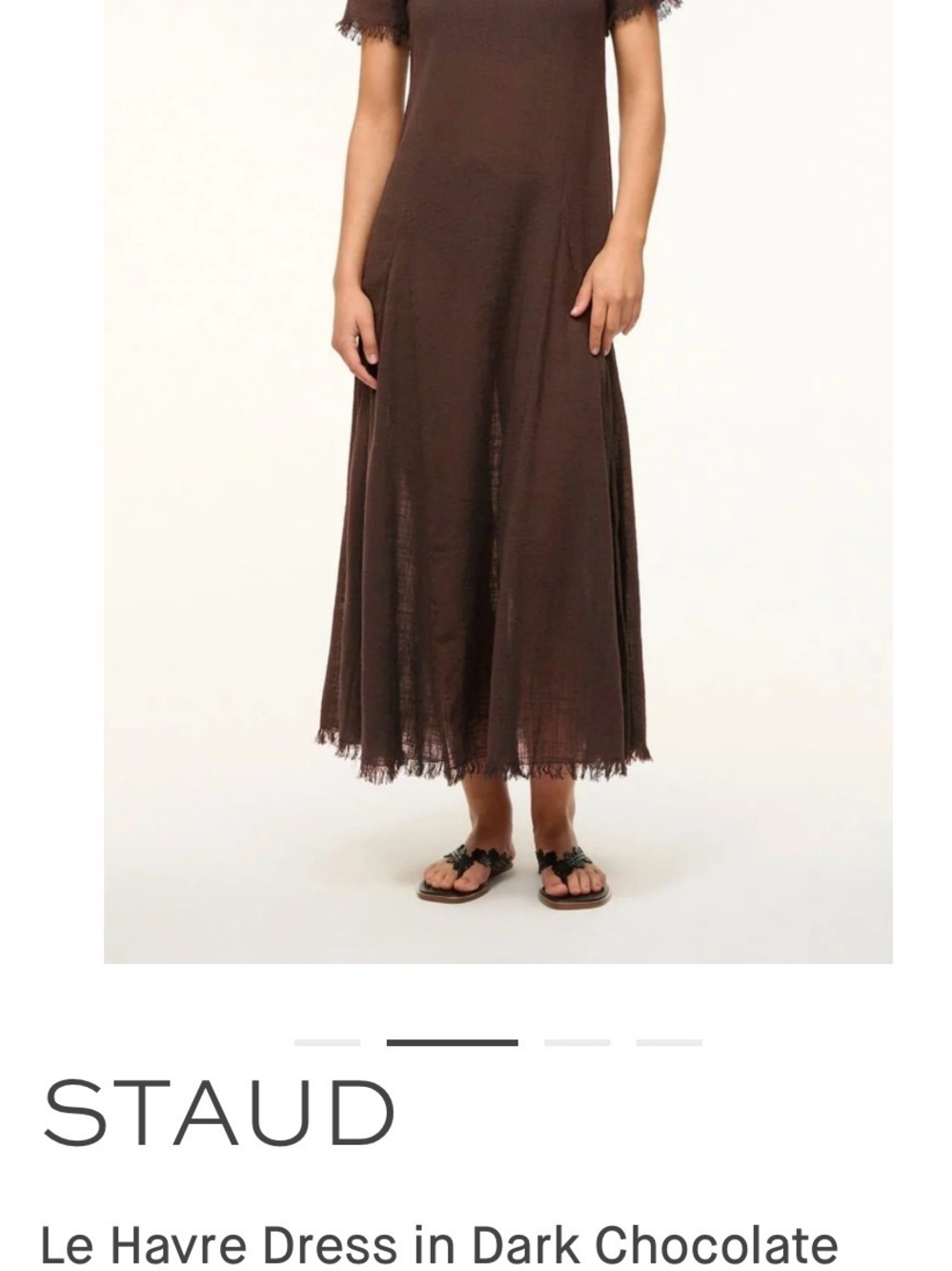 STAUD Brown Fringed Short-Sleeve Maxi Dress - Picture 6 of 12